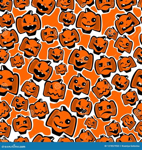 Halloween, Seamless Texture with Pumpkins Stock Vector - Illustration of ghost, fall: 127857950