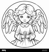 Angel Coloring Pages For Kids Stock Vector Image & Art  Alamy sketch template