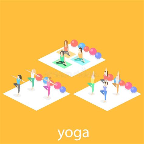 Isometric Interior of Yoga Class. People Do Yoga Stock Illustration - Illustration of isolated ...