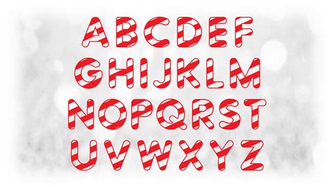 Word Clipart: Red Candy Cane Stripe Alphabet Letter Templates - Etsy