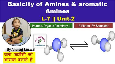 Basicity of Amines & Aromatic Amines - L-7 Unit-2 || Pharmaceutical Organic Chemistry -II 3rd ...