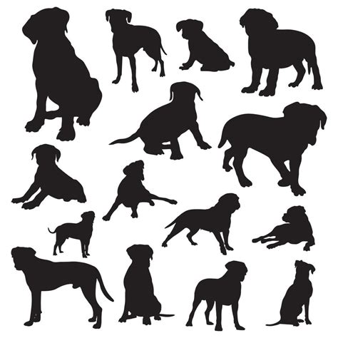 Boxer dog silhouettes,Boxer dog animal silhouette collection. 11886459 ...