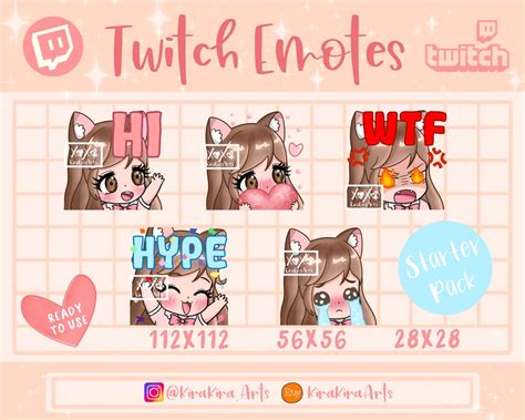 Twitch Emotes Chibi Girl Emotes Starter Pack Brown Hair - Etsy