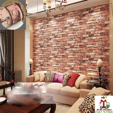 Red Brick Wall Modern Wallpaper Textured Bricks PVC 0.53m10m5.3&x33A1 - for sale online | eBay ...