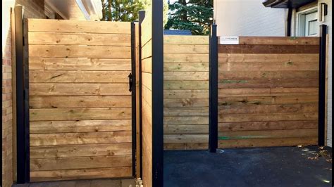 Horizontal Wood Fence Double Gate - WoodsInfo