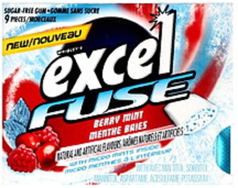 Excel Sugar-Free, Berry Mint Gum - 9 ea, Nutrition Information | Innit