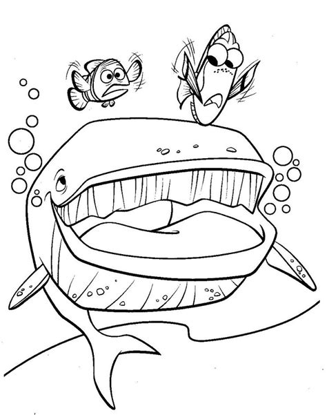 Nemo and the big whale | Finding nemo coloring pages, Disney coloring ...