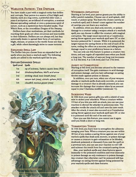 The Defiler Patron (Warlock) — DND Unleashed: A Homebrew Expansion for 5th Edition Dungeons and ...