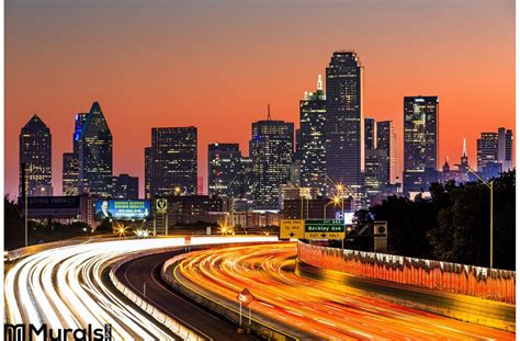 Dallas Skyline Sunrise Wall Mural