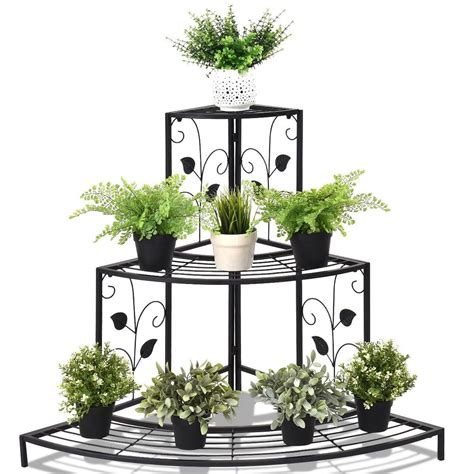 3 Tier Floral Corner Metal Plant Pot Rack | Corner plant, Metal flower pots, Metal plant stand