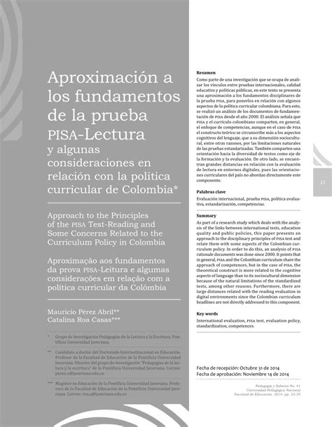 (PDF) Aproximación a los fundamentos de la prueba PISA-Lectura y ...