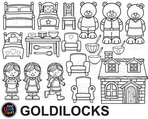 Goldilocks and the Three Bears Clipart, Bears Clipart, Goldilocks Clipart, Small Commercial Use ...