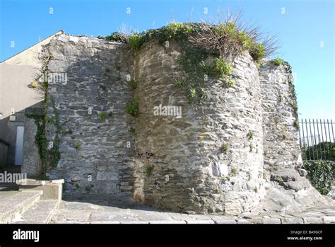 Remains of tower and old Plymouth castle, Barbican, Plymouth, Devon, UK ...