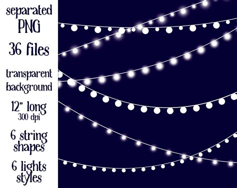 Fairy Lights Digital Clipart String Lights 36 files | Etsy