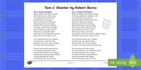 Tam o' Shanter Poem by Robert Burns - English Translation