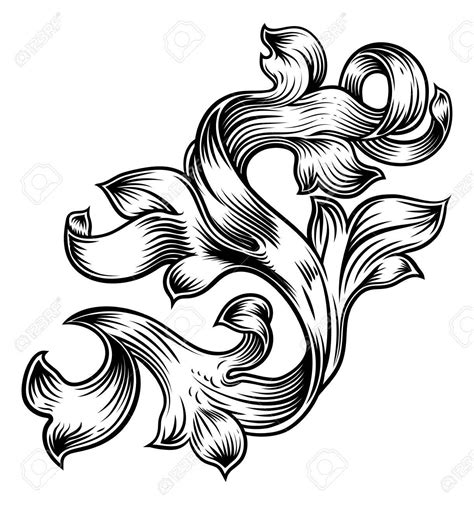 Scroll Floral Filigree Pattern Heraldry Design Stock Vector - 86998885 ...