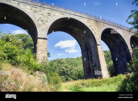 Grade II listed Victorian Monsal Dale Viaduct (Headstone Viaduct), built in 1863, Monsal Head ...