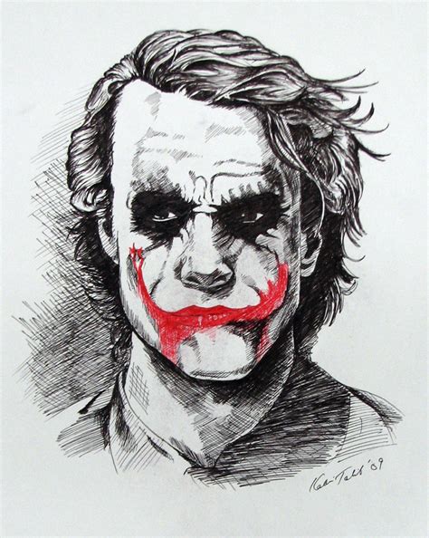 Heath Ledger Joker Sketch at PaintingValley.com | Explore collection of ...