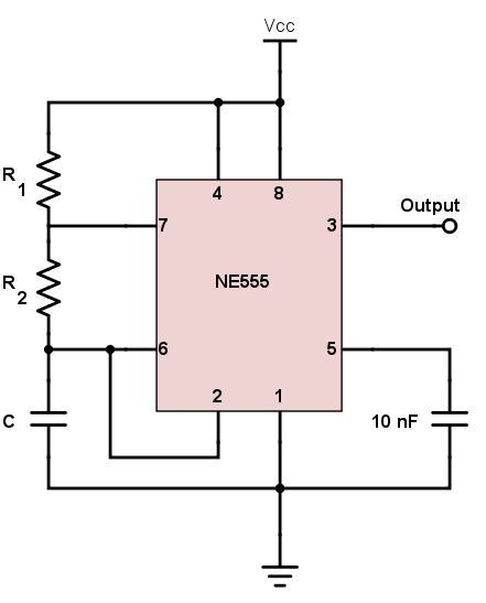 555 Timer Astable Oscillator Circuit - Engineering Calculators & Tools