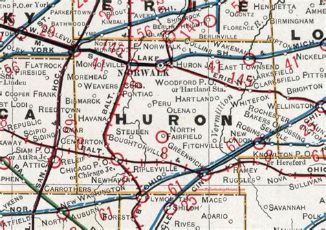 Huron County, Ohio, 1901, Map, Norwalk, New London, Greenwich, New Haven, North Fairfield ...