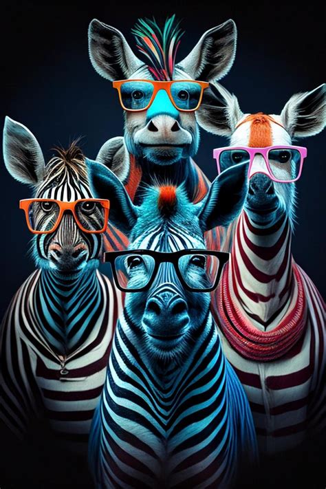 Stripe Animals, Animal Prints, Animal With Glasses, Animal Art ...