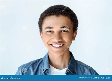 Portrait of Smiling African American Teen Boy Looking at Camera Stock Image - Image of smiling ...