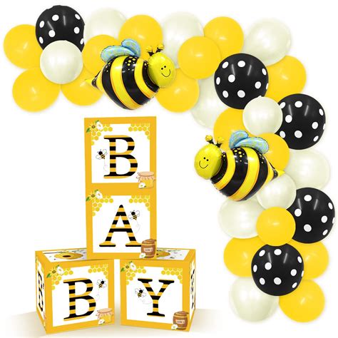 Buy Bee Baby Shower Balloon Boxes Honeybee Blocks Happy Bee Day Party Supplies What Will It Bee ...