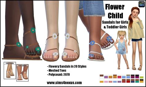 sims4nexus Flower Child -Sandals for Girls & Toddler Girls- | Sims 4 children, Sims 4 cc kids ...