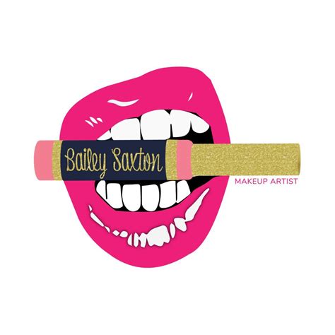 Lips Biting Lipstick Logo, Makeup Logo, Lip Gloss Logo, Gloss Boss Logo, Gold Glitter Lipstick ...