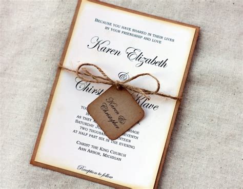 Simple Rustic Wedding Invitations Vintage Wedding Invitation | Etsy