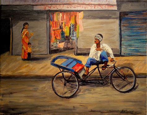 Rickshaw Ride Old Delhi Painting by Brent Arlitt