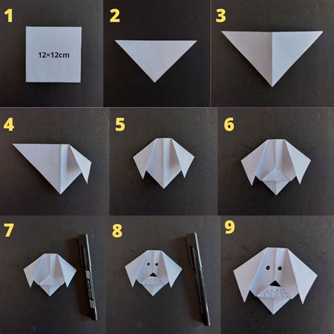 Origami Dog Face Step By Step Instructions in 2022 | Origami dog face ...