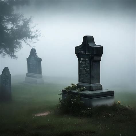 Premium AI Image | a cemetery with fog