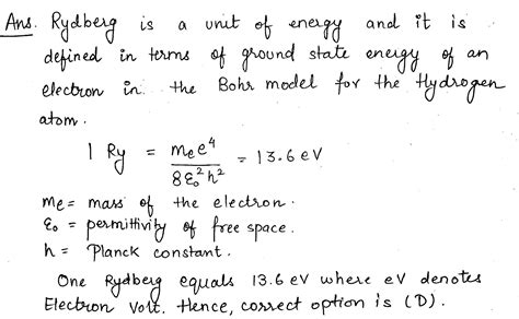 Rydberg is | Chemistry Questions