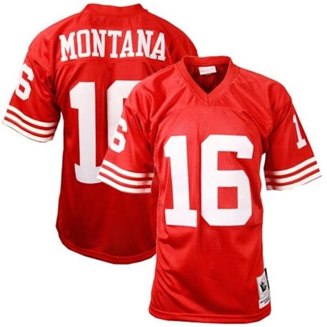 Mens San Francisco 49ers Joe Montana Mitchell & Ness Scarlet Authentic ...