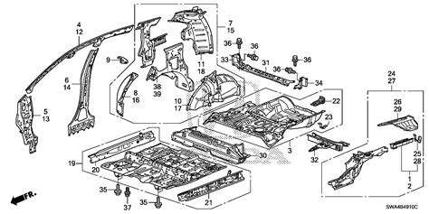 Honda CR-V Frame, l. Rr. Body, floor, inner - 65660-SWA-A00ZZ | Honda ...