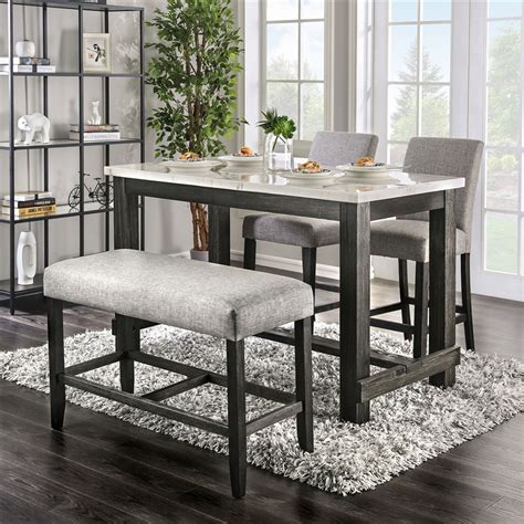 Brule 5 Piece Counter Height Dining Set with Light Gray Chairs by Furniture of America - FOA ...