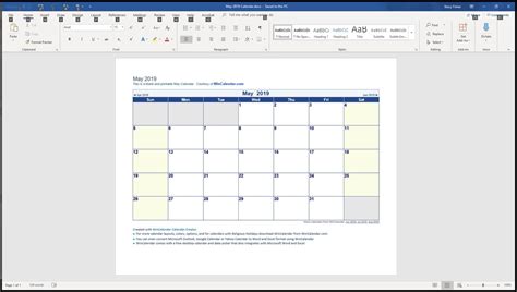 Printable Calendar In Word - Printable Lab