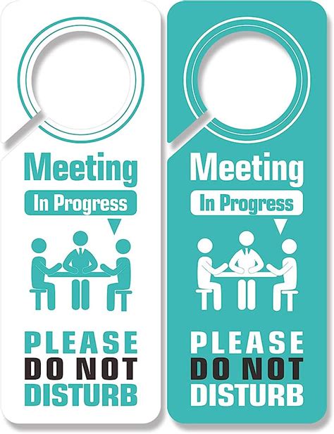 3 Pack Meeting in Progress Door Sign, Do Not Disturb Door Hanger Sign Funny PSLER Meeting in ...