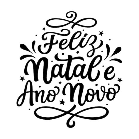 Premium Vector | Merry Christmas and Happy New year in portuguese Hand lettering