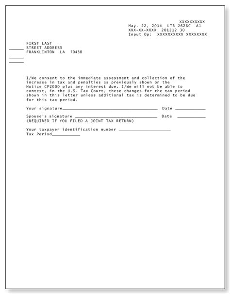 IRS Audit Letter 2626C – Sample 1