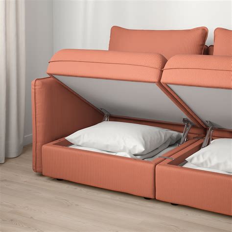 VALLENTUNA Modular corner sofa, 3-seat - with storage/Kelinge rust - IKEA