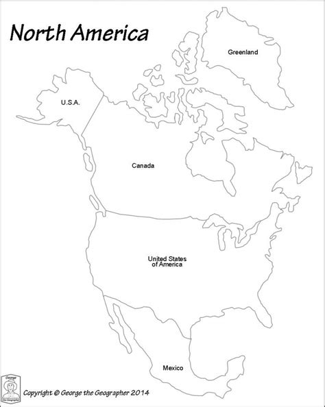 Printable Map North America