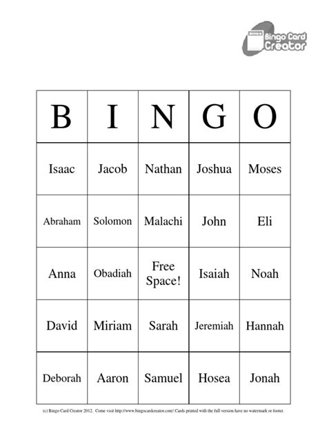 bingo-cards.pdf prophets of bible.pdf | Samuel | Sarah