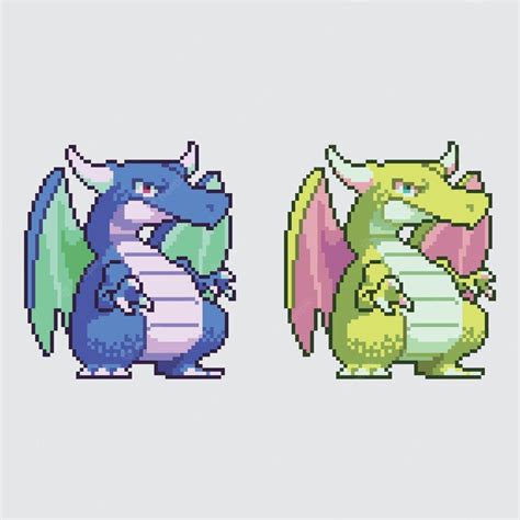 Premium Vector | Pixel art. dragon cute