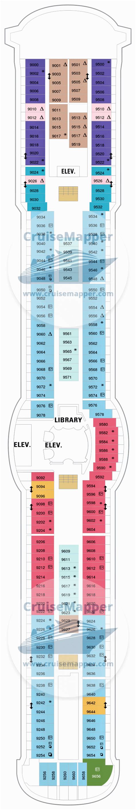 Radiance Of The Seas deck 9 plan | CruiseMapper