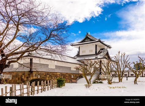 Kanazawa, Japan at the castle in winter with snow Stock Photo - Alamy