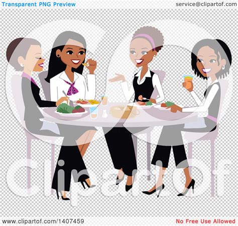 Clipart Of A Group of Ladies Chatting Over Lunch - Royalty Free Vector Illustration by Monica ...