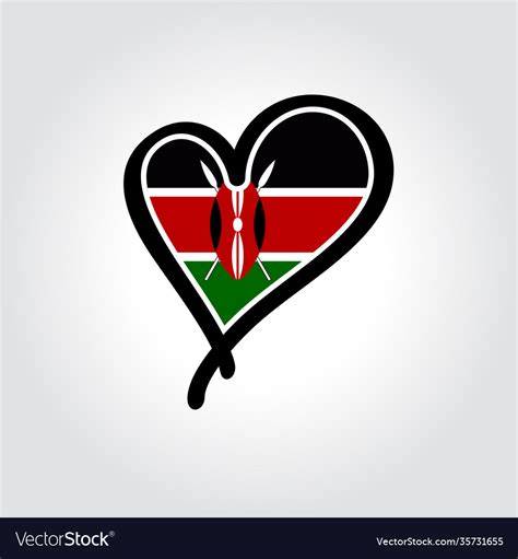 Kenyan flag heart-shaped hand drawn logo Vector Image