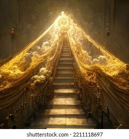 Ethereal Golden Stairway Heaven Stock Illustration 2211118697 ...